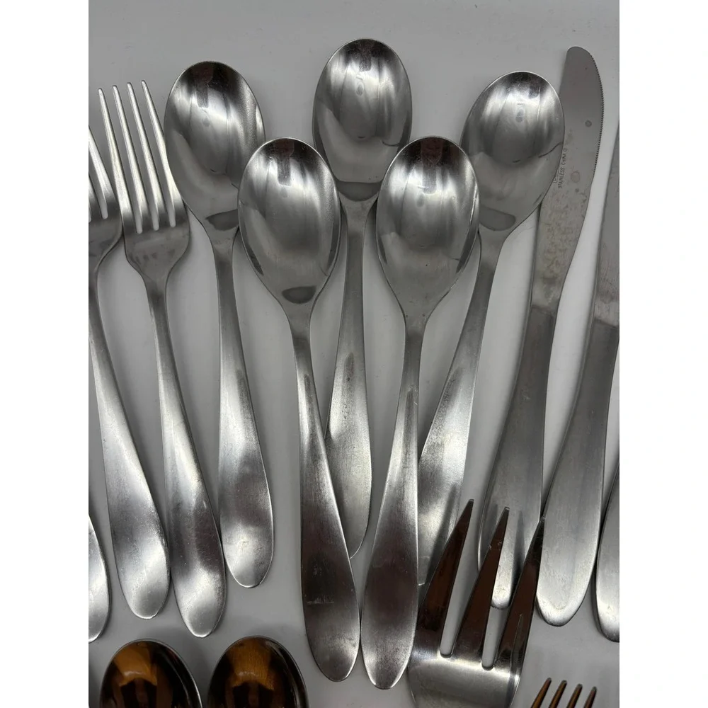 Cambridge Apex Flatware 30pc Silver Stainless Steel Modern Satin Brushed